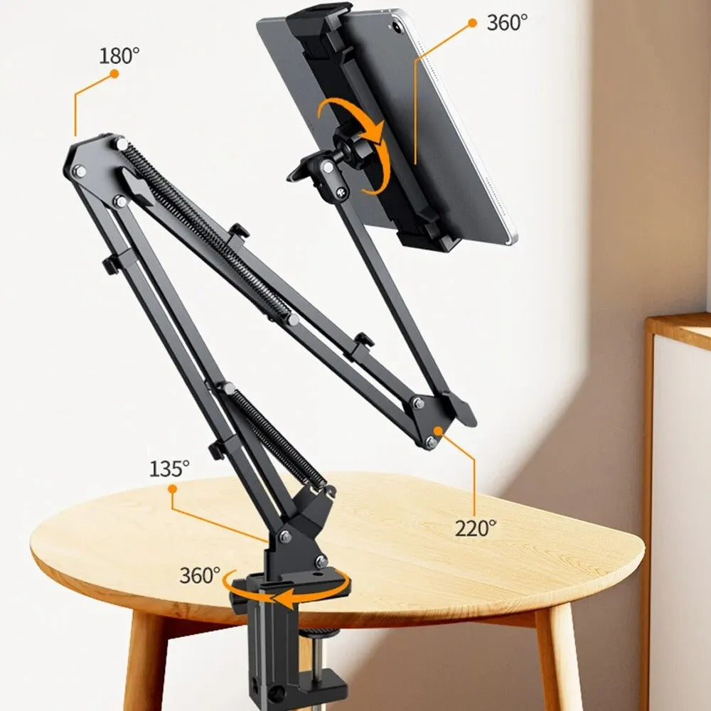 Tablet Stand 360° Rotating Bed Desktop Phone Mount With Aluminium Arm